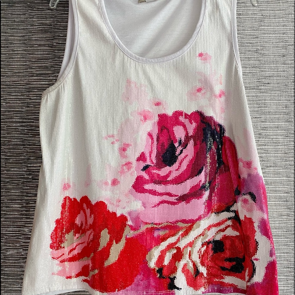 Floral sequin tank top